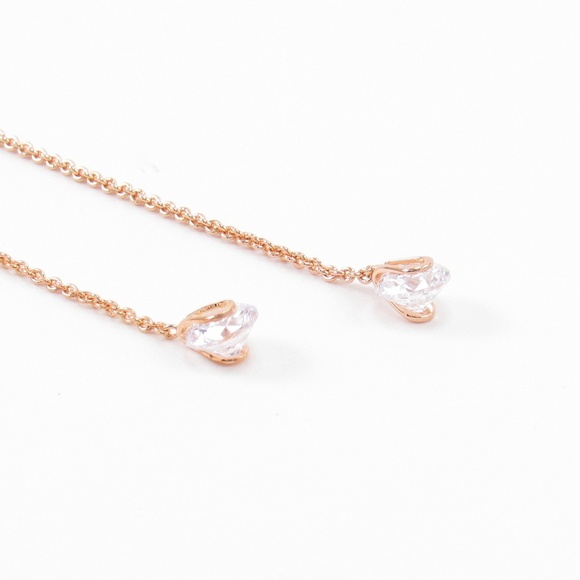 Crystal Threader Earrings Rose Gold Dangle Chain - Picture 3 of 3